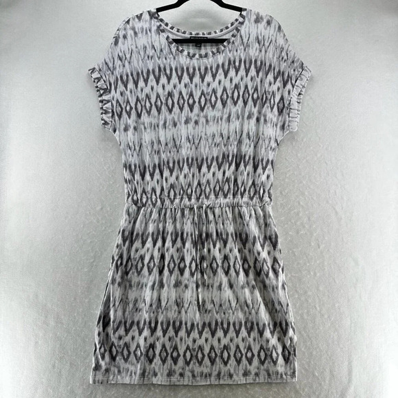 Hilary Radley Dresses & Skirts - Hilary Radley Dress Size M Diamond Print Blouson Short Sleeve Mini Terry Gray